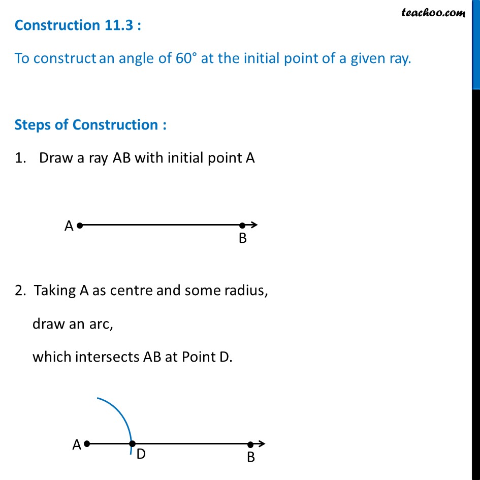 Construction 11.3 - Construct angle 60 degree - Chapter 11 Class 9