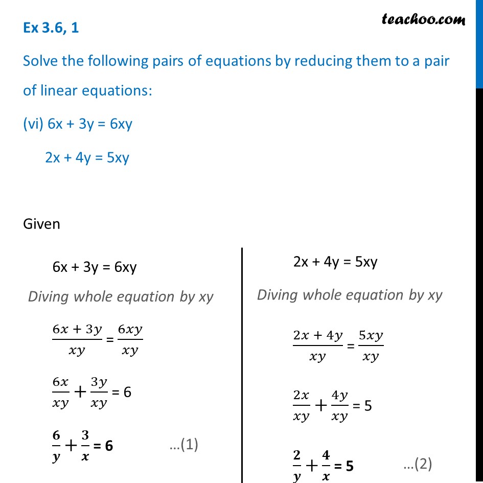 Ex 3 6 1 V And Vi 7x 2y Xy 5 8x 7y Xy 15