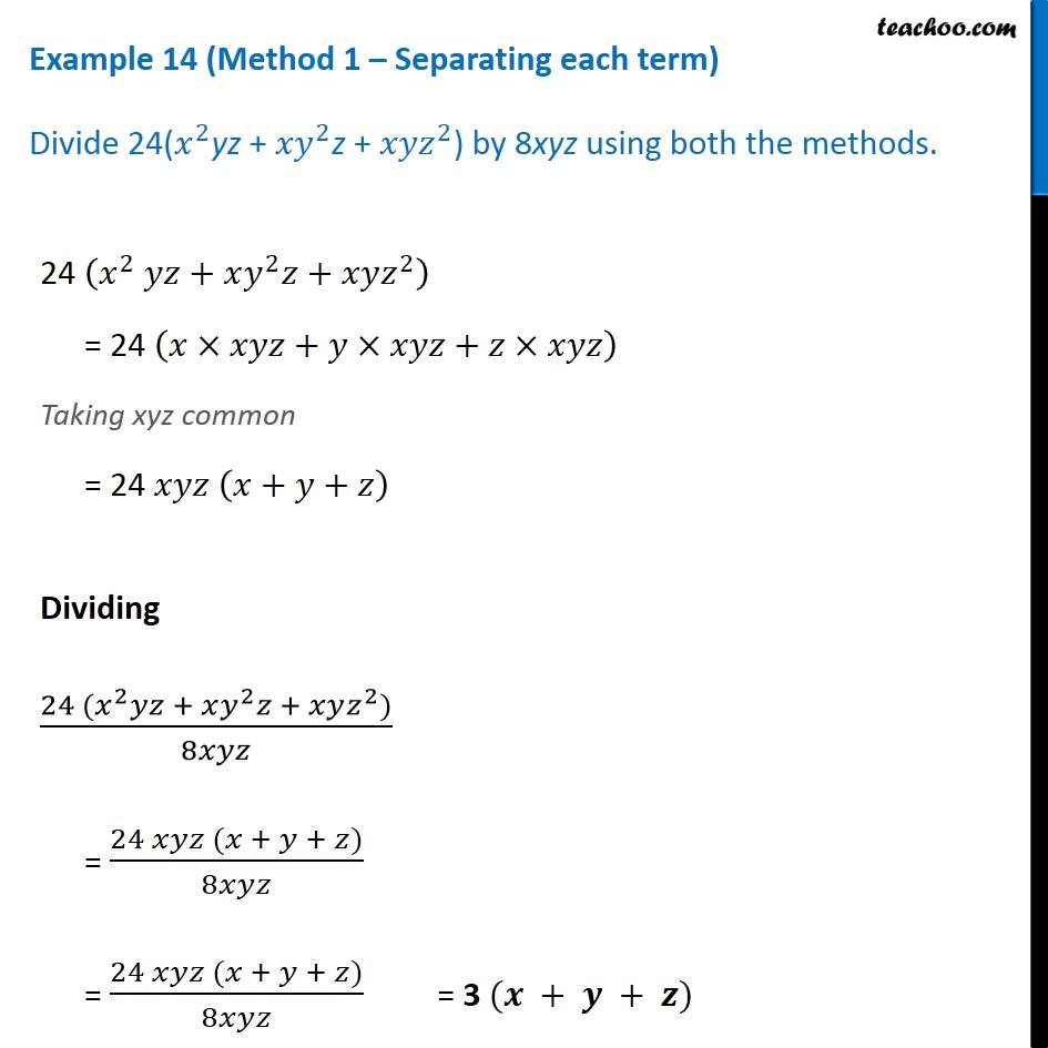 Example 14 Divide 24 X 2yz Xy 2z Xyz 2 By