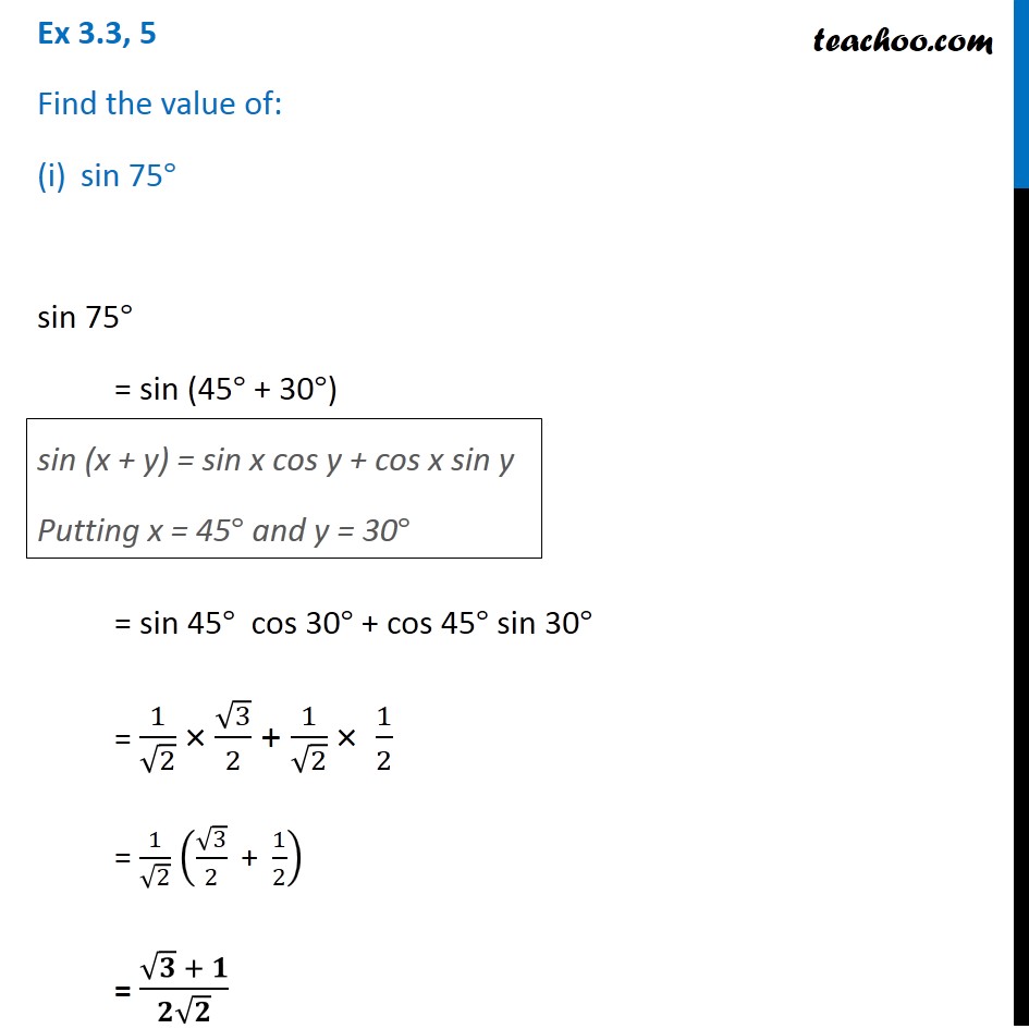 Find value sin 75°, tan 15° - Trigonometric Functions (with Video)