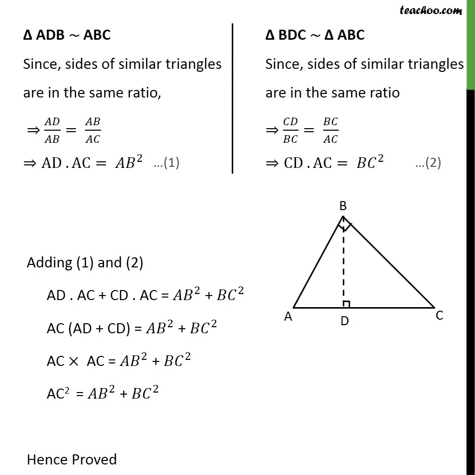 Theorem 6.8 (Pythagoras Theorem) - Class 10 Chapter 6 Triangles - Theo