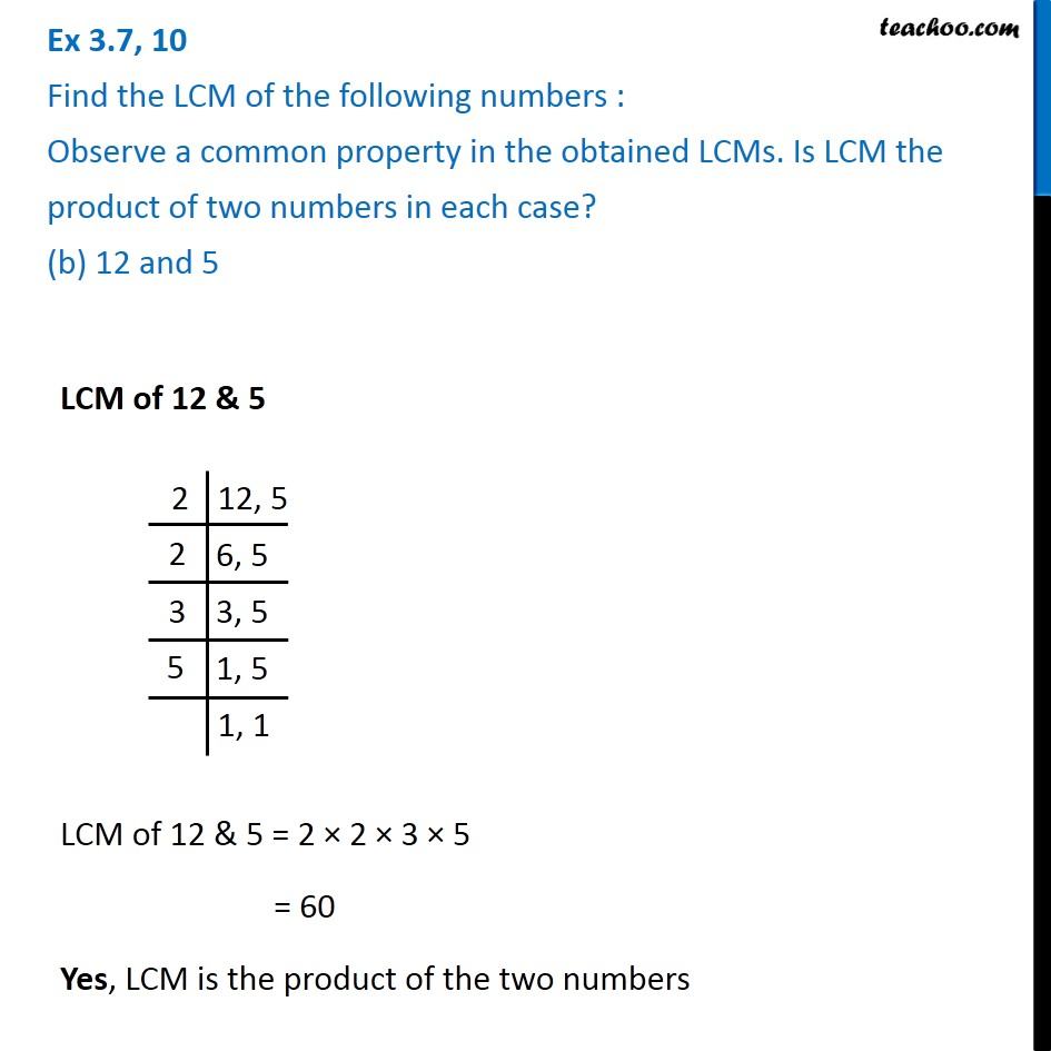 Find The LCM Of 12 And 5 Playing With Numbers Class 6 Teachoo