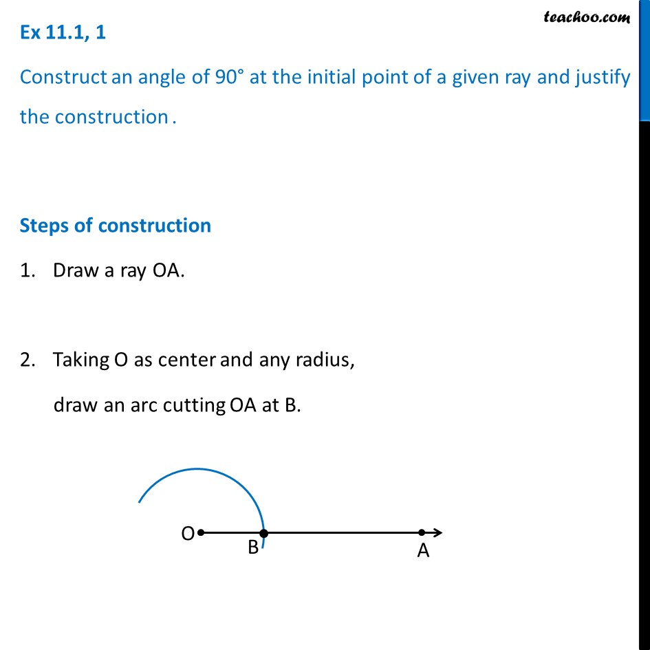 Ex 11.1, 1 - Construct angle 90 degree - Chapter 11 Class 9