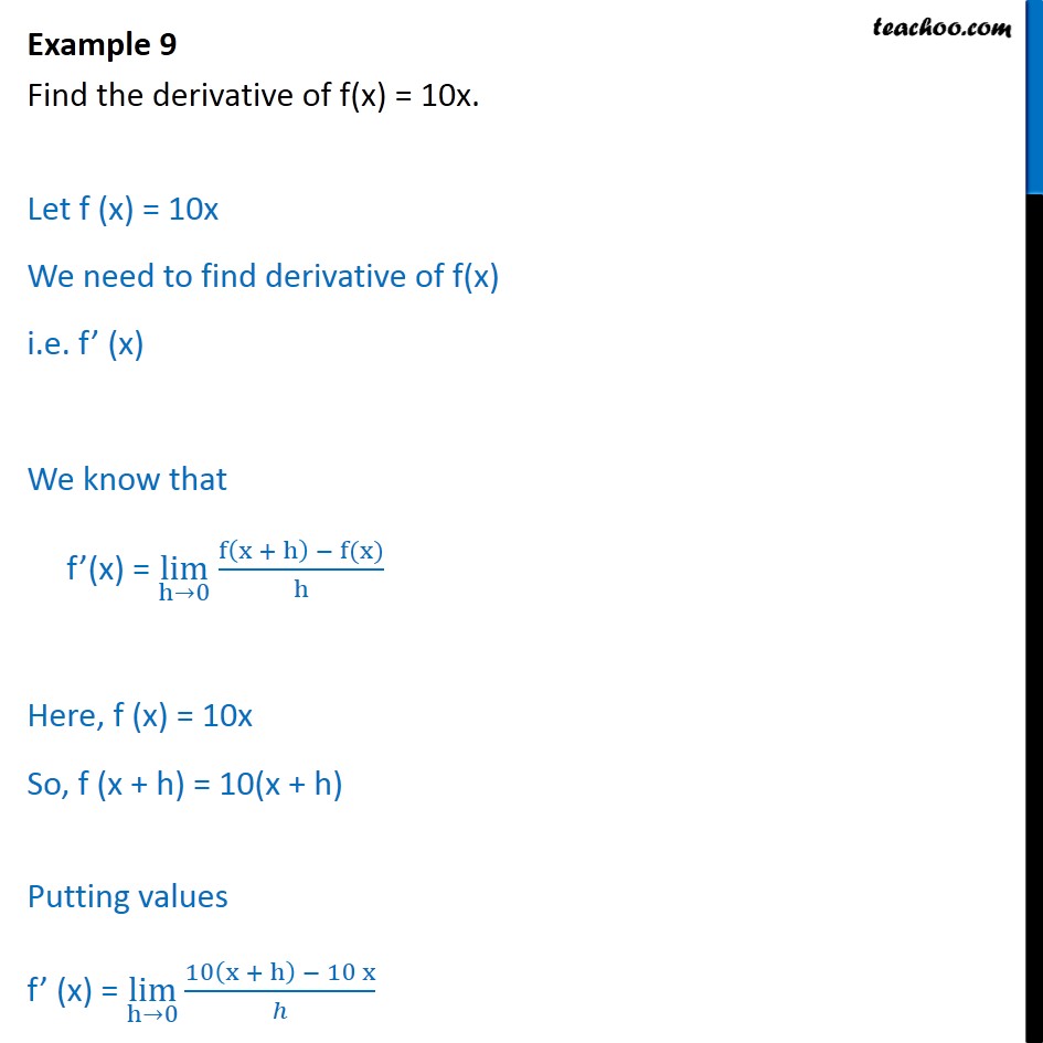 example-9-find-derivative-of-f-x-10x-chapter-13-class-11