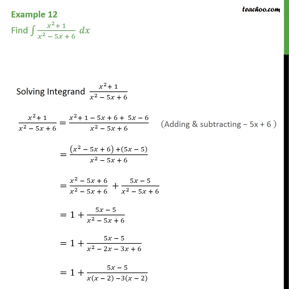 example-12-find-x2-1-x2-5x-6-dx-class-12-examples