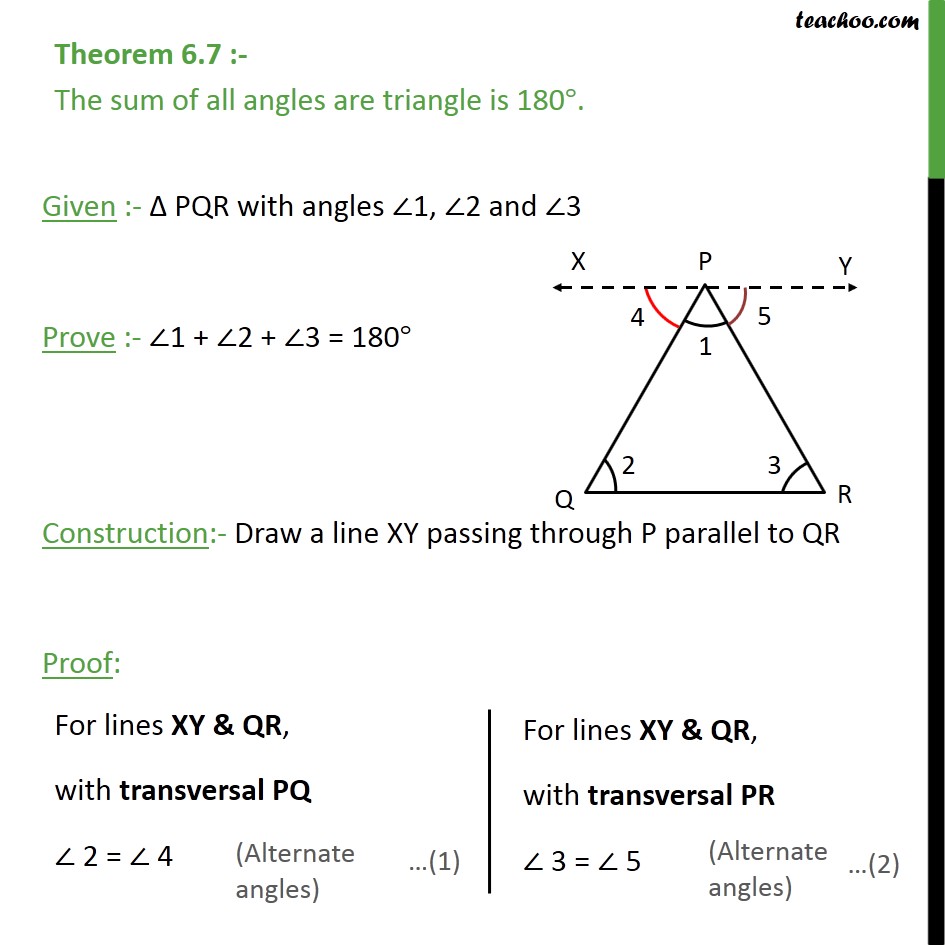 Theorem 6.7 - Class 9 - Sum of all angles are triangle is ...