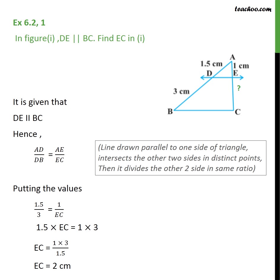 Ex 6 2 1 In Figure I De Bc Find Ec Ii Find Ad