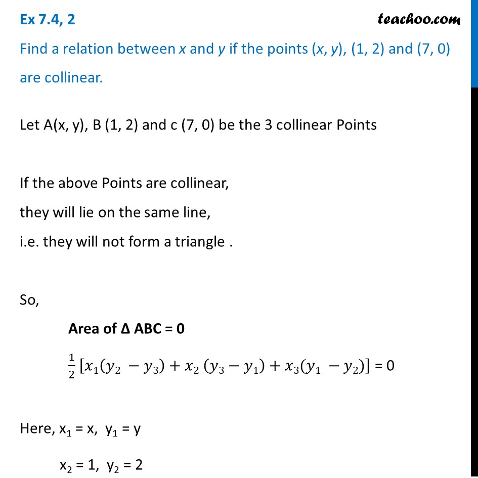 Ex 7 4 2 Optional Find A Relation Between X And Y If Points X Y