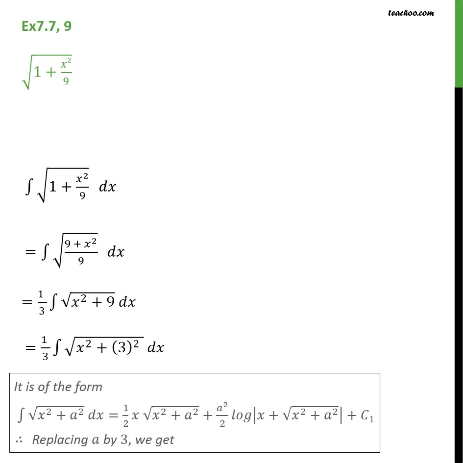 Ex 77 9 Integrate Root 1 X2 9 Chapter 7 Cbse Ex 77 9209