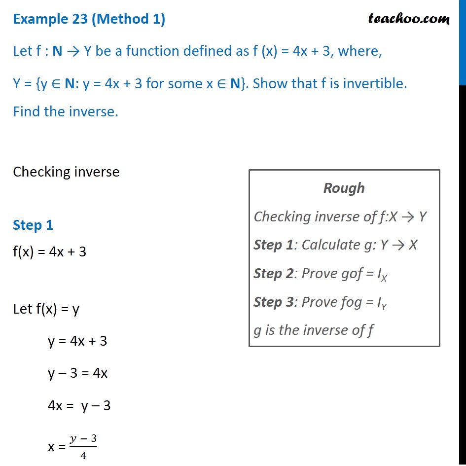 Example 23 Let F X 4x 3 Where F N Y Show F Is Invertible