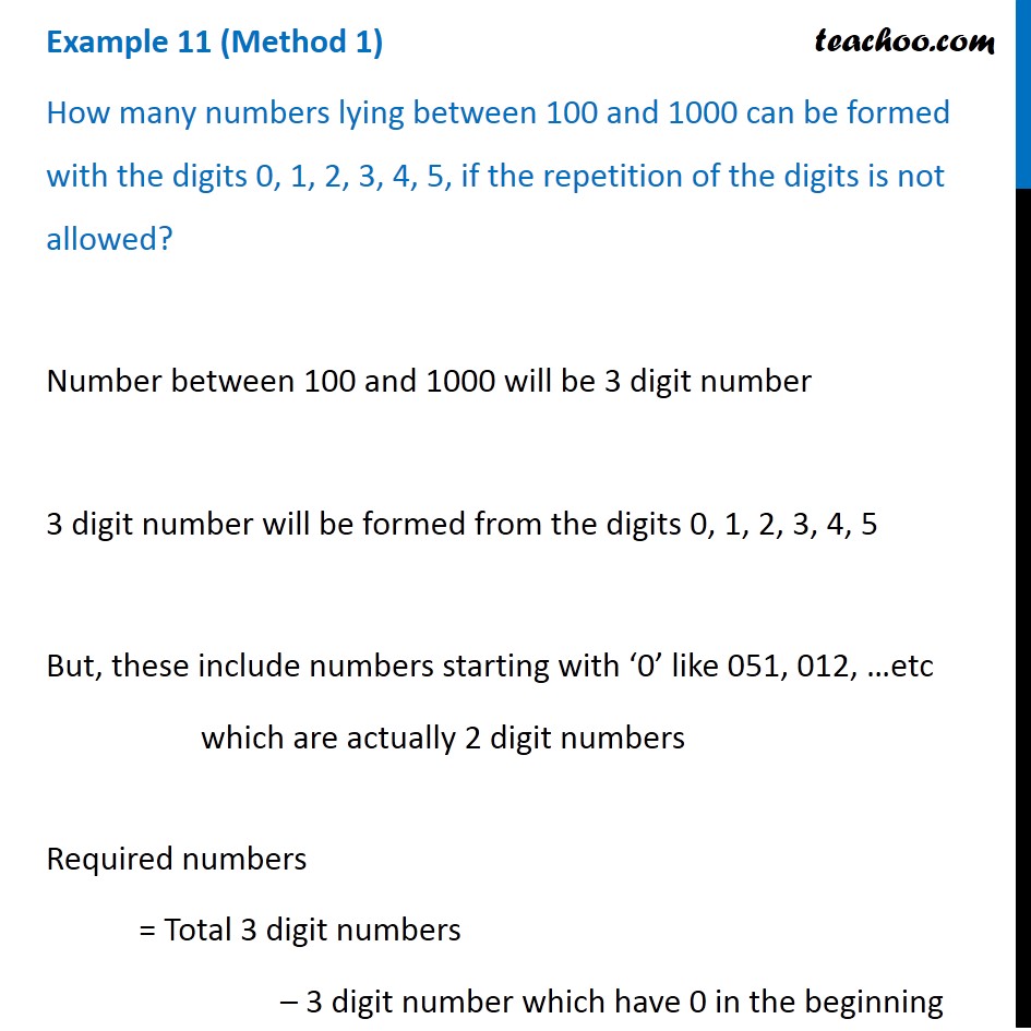 Example 11 - How many numbers lying between 100 and 1000