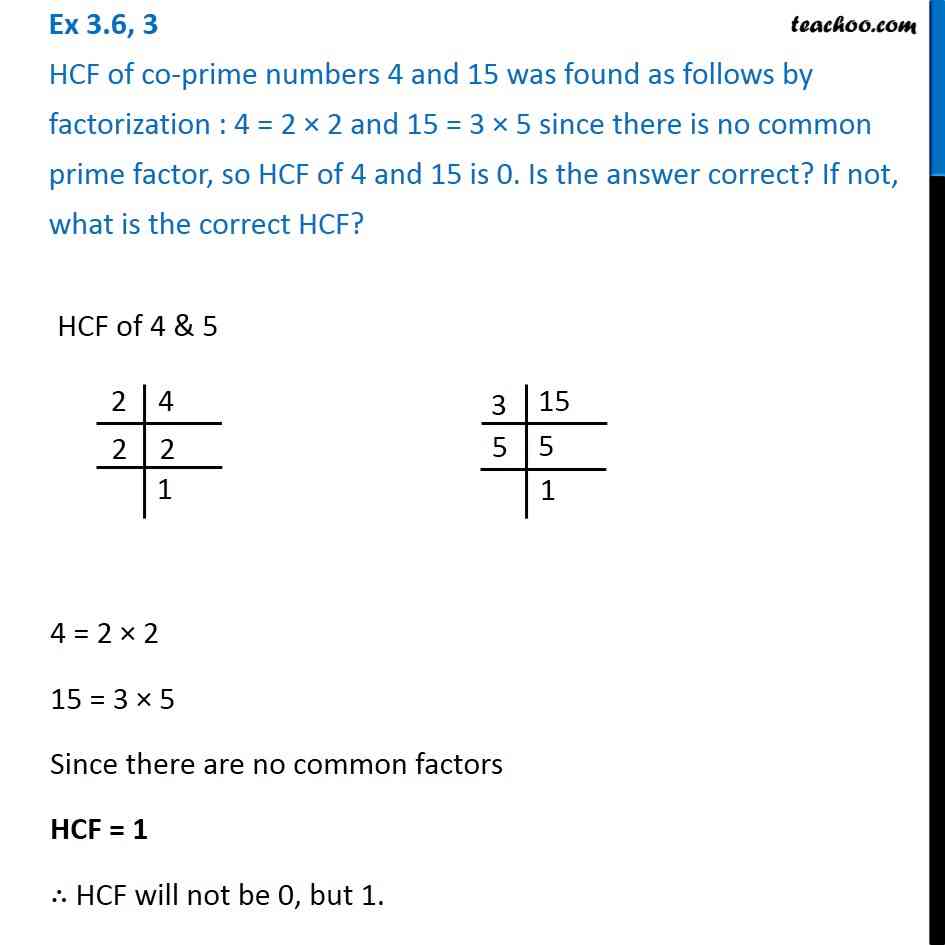 The Hcf Of Two Co Prime Numbers Is 1