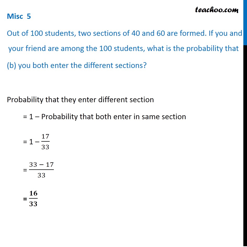 Misc 5 - Chapter 16 Class 11 Probability - Part 7