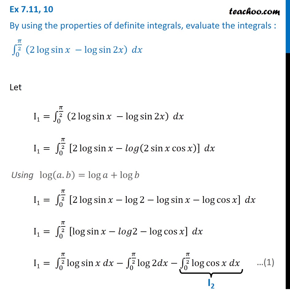 Ex 7.11, 10 - Evaluate (2 log sin x - log sin 2x) dx - Ex 7.11