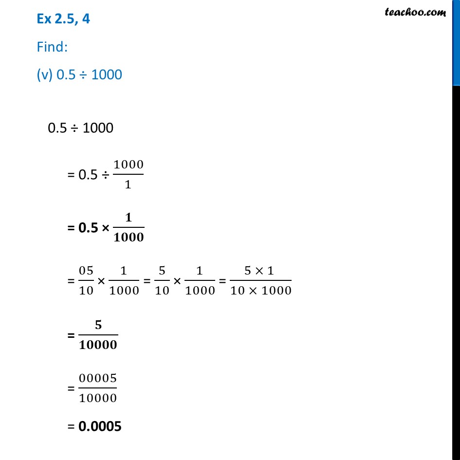 Ex 2 5 4 Find v 0 5 1000 Dividing Decimals Class 7 Maths