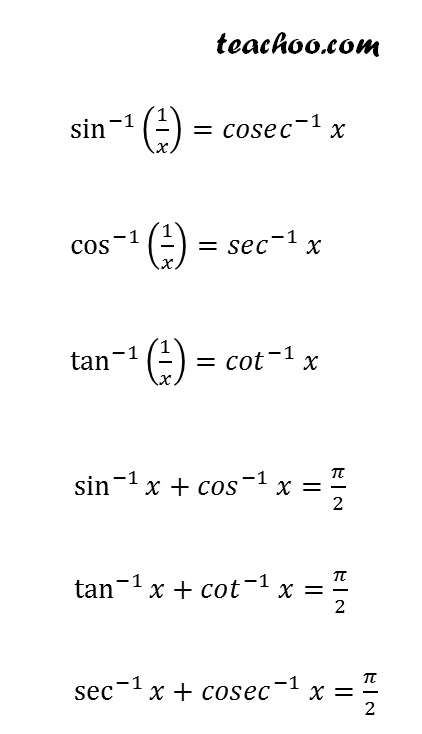 12 formula sheet maths grade with Trigonometry Teachoo  Formulas Examples Inverse