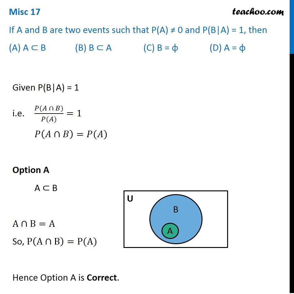 Misc 17 - If P(B|A) = 1 - Chapter 13 Class 12 Probability CBSE
