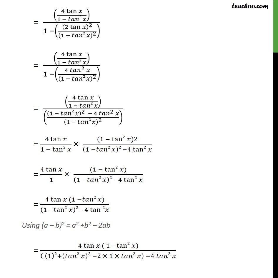 Ex 3.3, 23 - Prove tan 4x = 4 tan x (1 - tan2 x) / 1 - 6tan2x - Ex 3.3