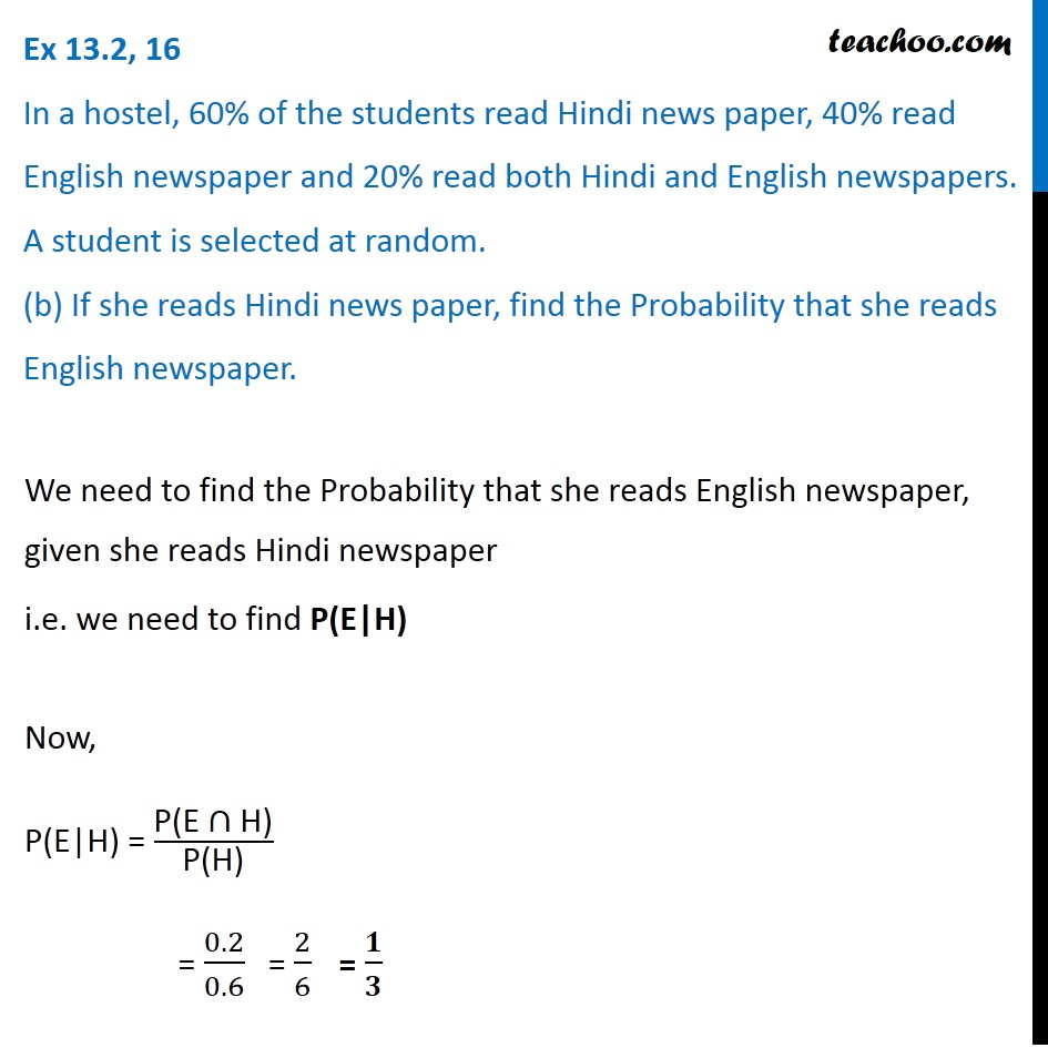 Ex 13.2, 16 - Chapter 13 Class 12 Probability - Part 3