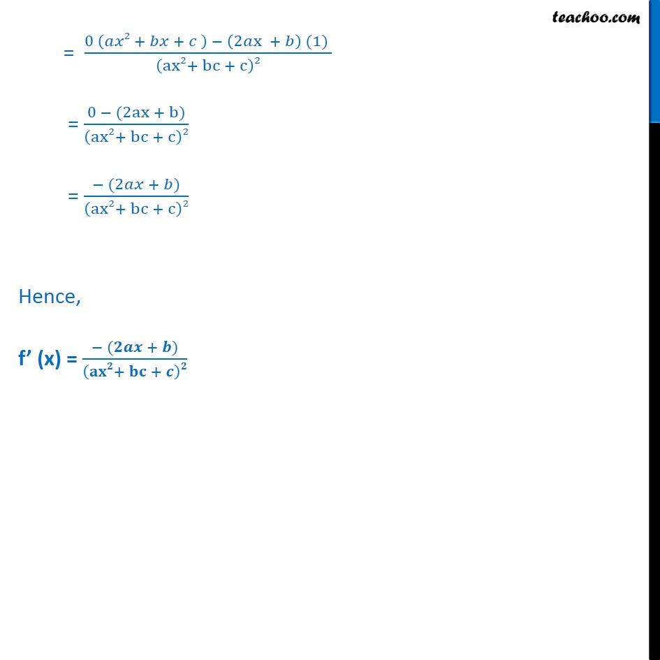 Misc 7 Find Derivative 1 Ax2 Bx C Chapter 13 Ncert