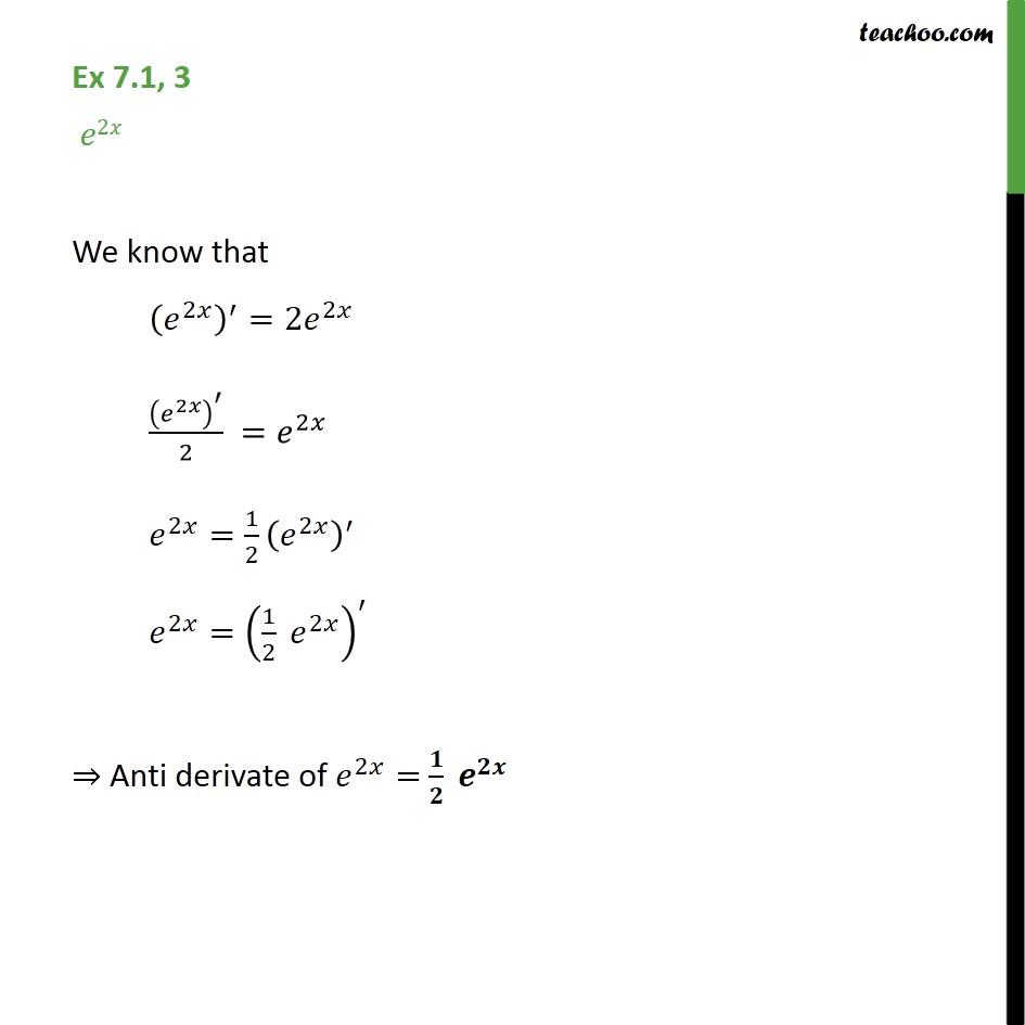 class maths exam news x cbse Class NCERT Integrate e^2x   Intgeration 7.1, 3 12  Ex