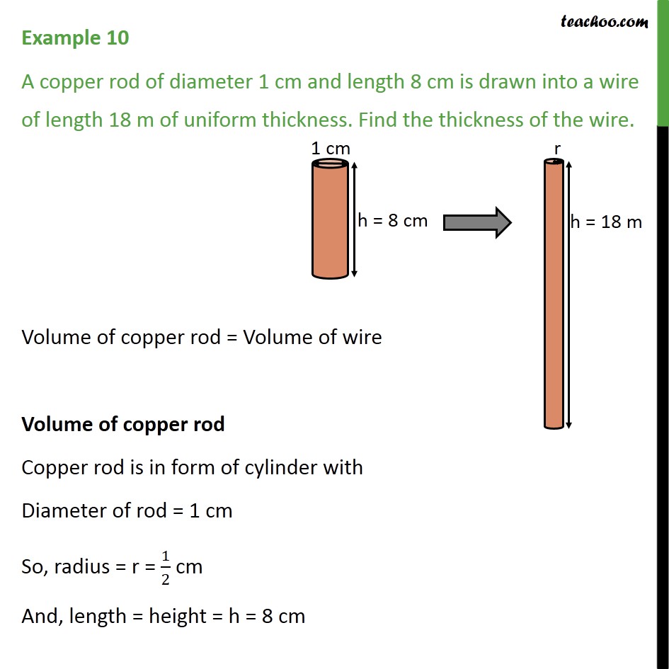 Example 10 A copper rod of diameter  1 cm  length  8 cm  