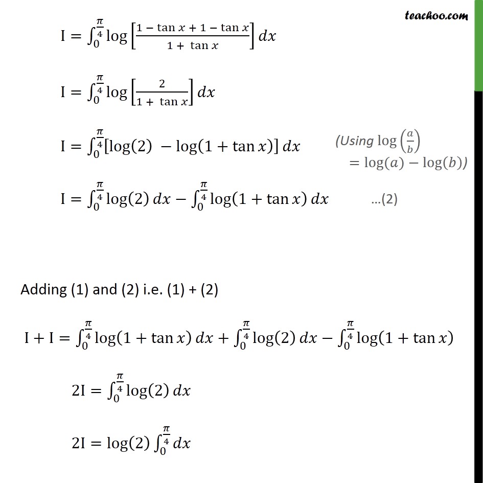 (d)/(dx)log(7)(log _(7)x)= 7.11  tan Evaluate Ex log Ex  dx  x) 7.11, 8   (1 integral