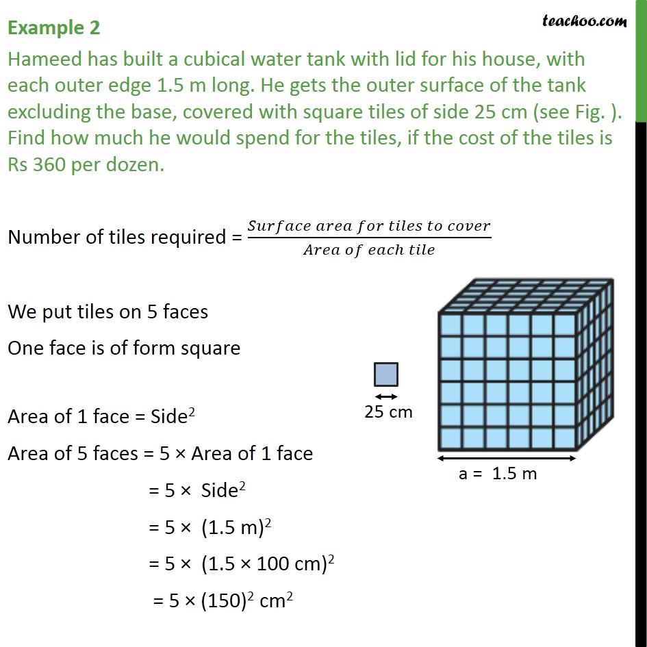 Example 2 - Hameed has built a cubical water tank with lid - Examples