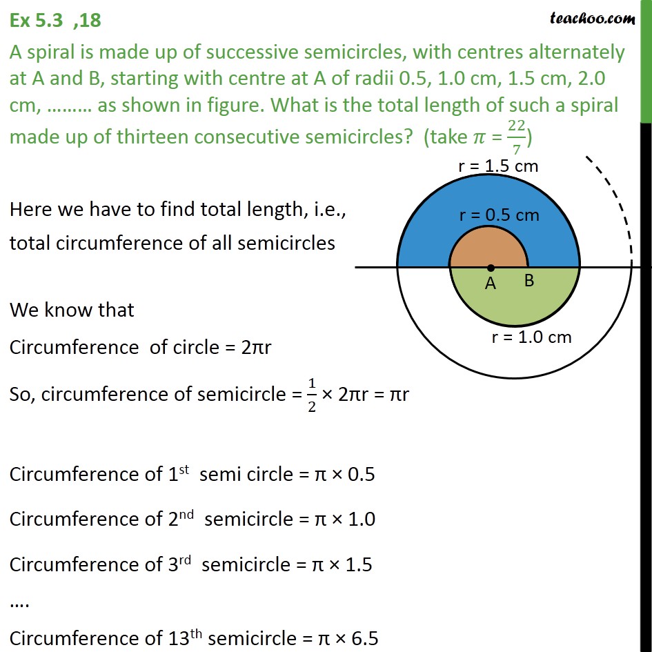 Ex 5.3, 18 - A Spiral Is Made Up Of Successive Semicircles