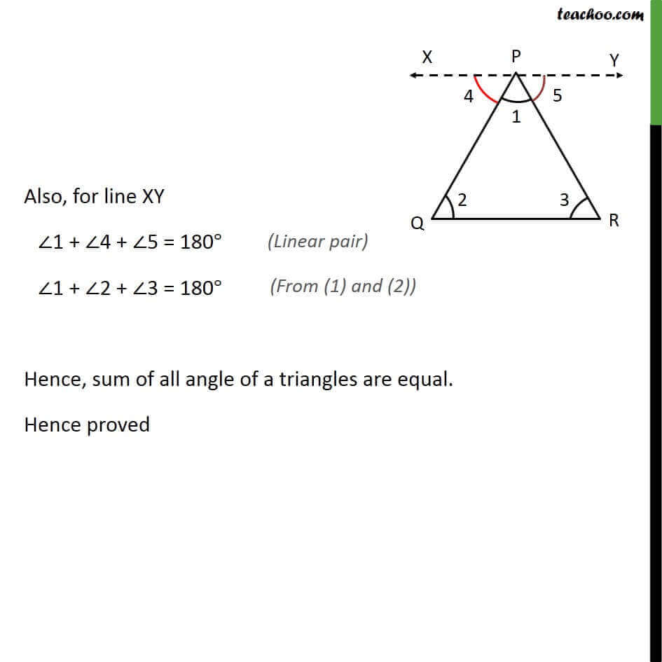 sum of three angles of triangle is 180 theorem