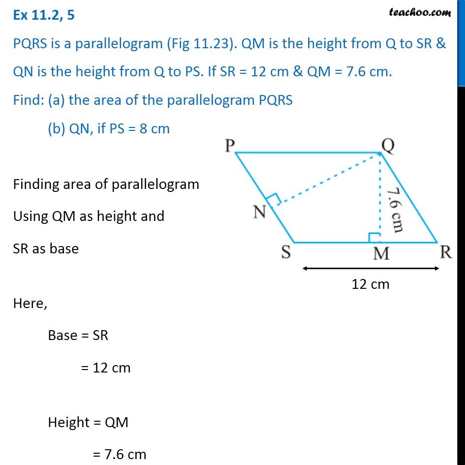 ex-11-2-5-pqrs-is-a-parallelogram-fig-11-23-qm-is-the-height