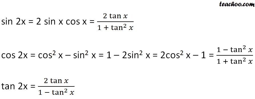 Double Angle Formulas Trigonometry Teachoo 2x 3x Formula Provi
