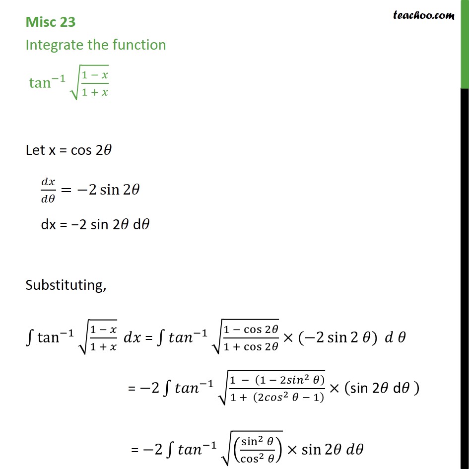 Misc 23 Integrate Tan 1 Root 1 X 1 X Miscellaneous