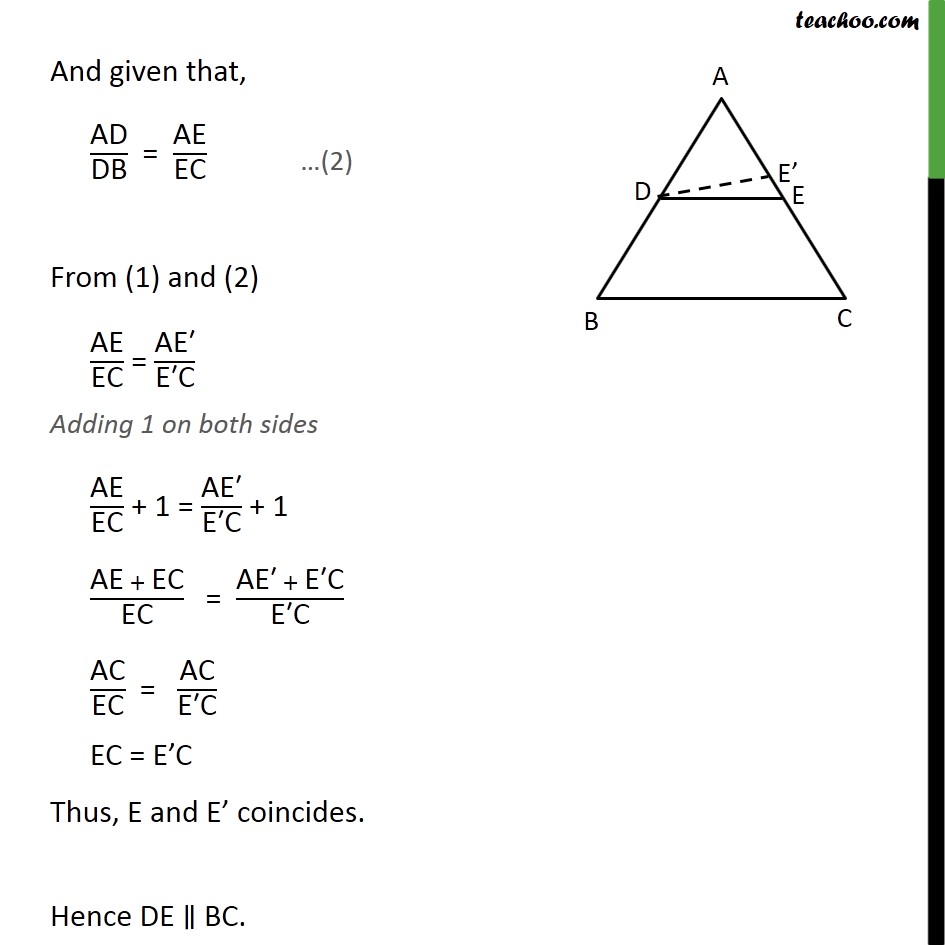 Theorem 6.2 - Class 10 - If line a divides any two sides of triangle