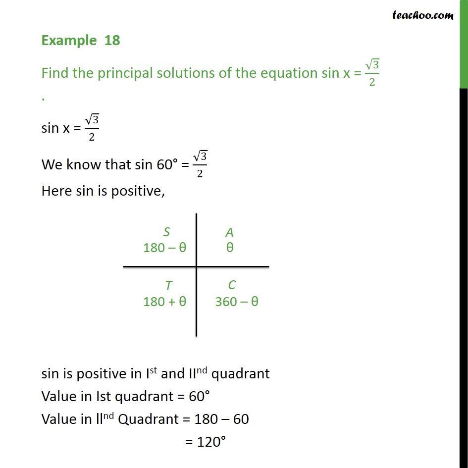 Example 18 Sin X Root 3 Find Principal Solution Chapter 3