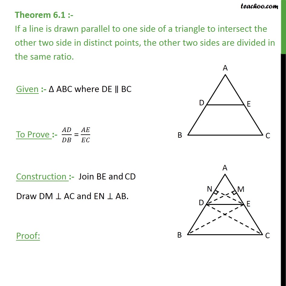 Prove Basic Proportionality Theorem Class 10