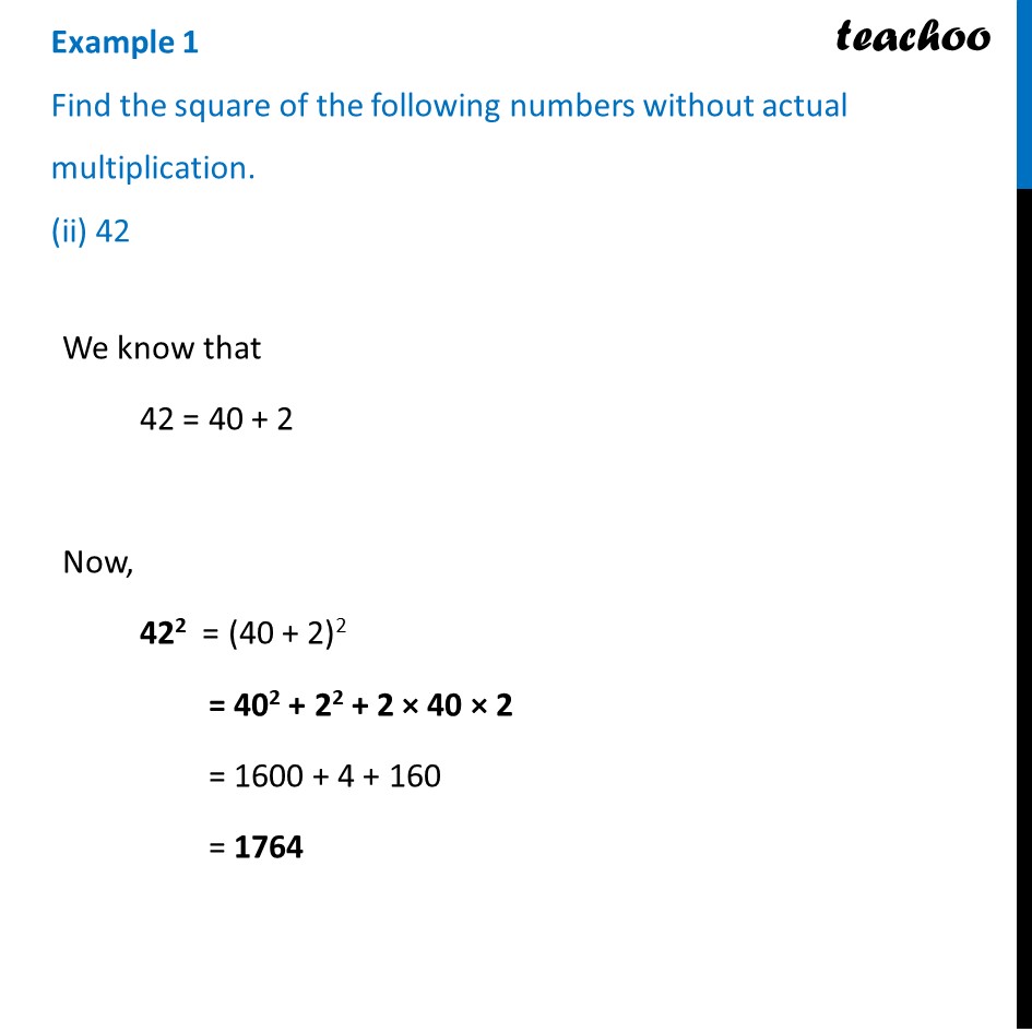 Example 1 Find Square Of 42 Without Actual Multiplication Class 8 example-1-find-square-of-42-without-actual-multiplication-class-8