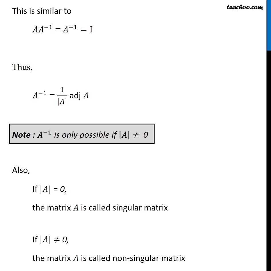 Finding inverse of matrix using adjoint - Part 3