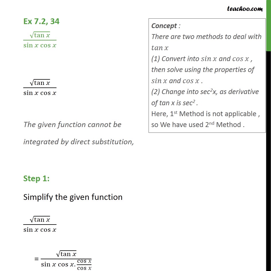 Ex 7.2, 34 - Integrate root(tan x) / sin x cos x - teachoo