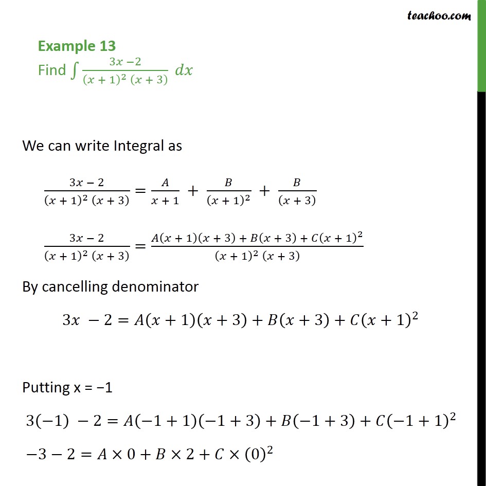 Example 13 Find integral 3x 2 / (x + 1)2 (x + 3) dx