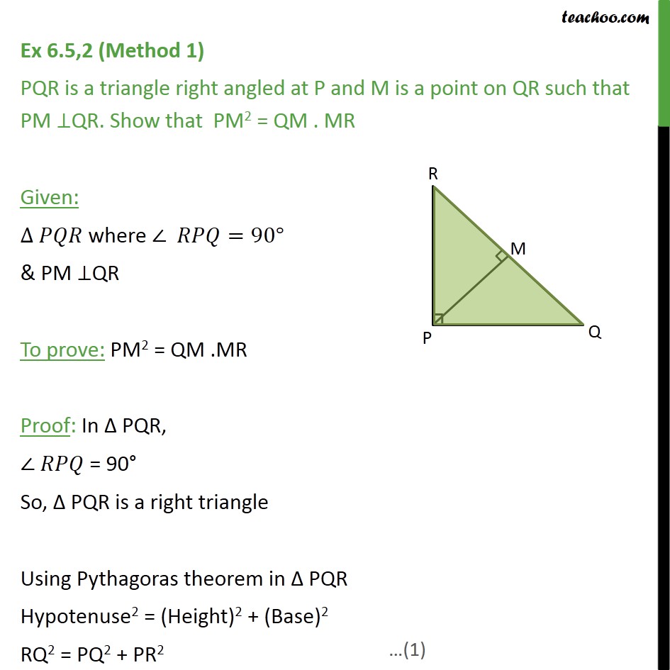 Question 2 Pqr Is A Triangle Right Angled At P And M Is 2146