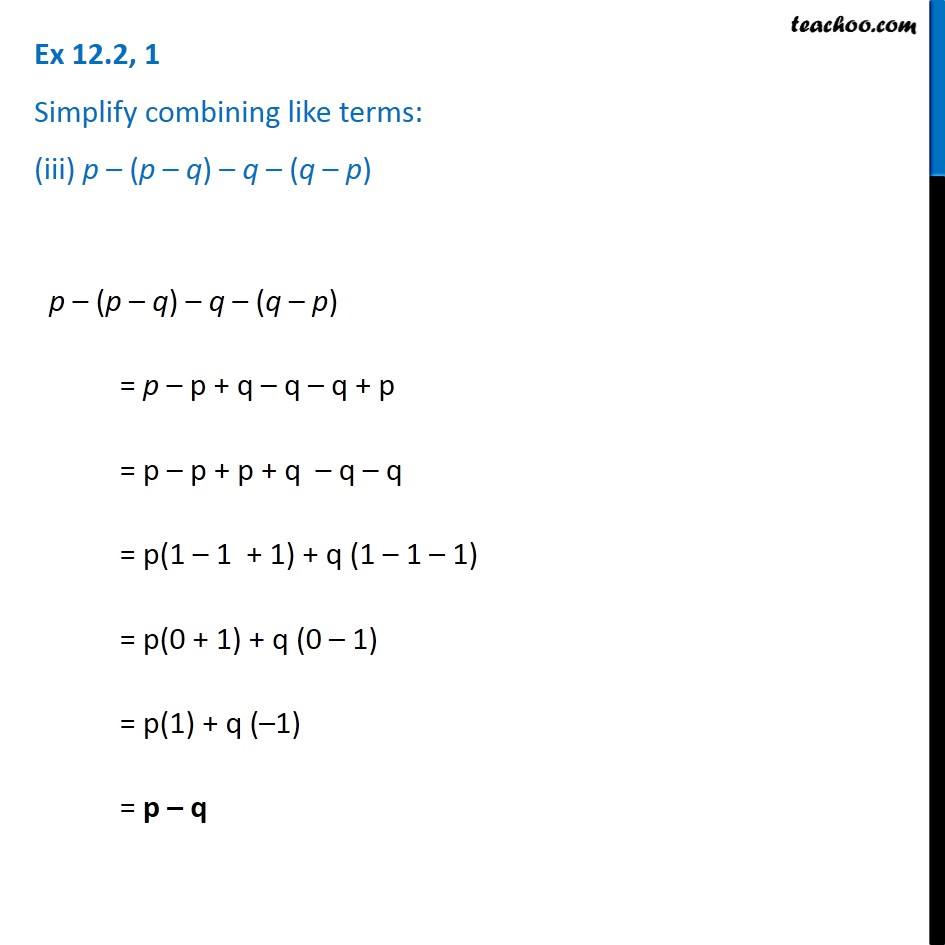 Simplify P P Q Q Q P Algebraic Expressions Teachoo