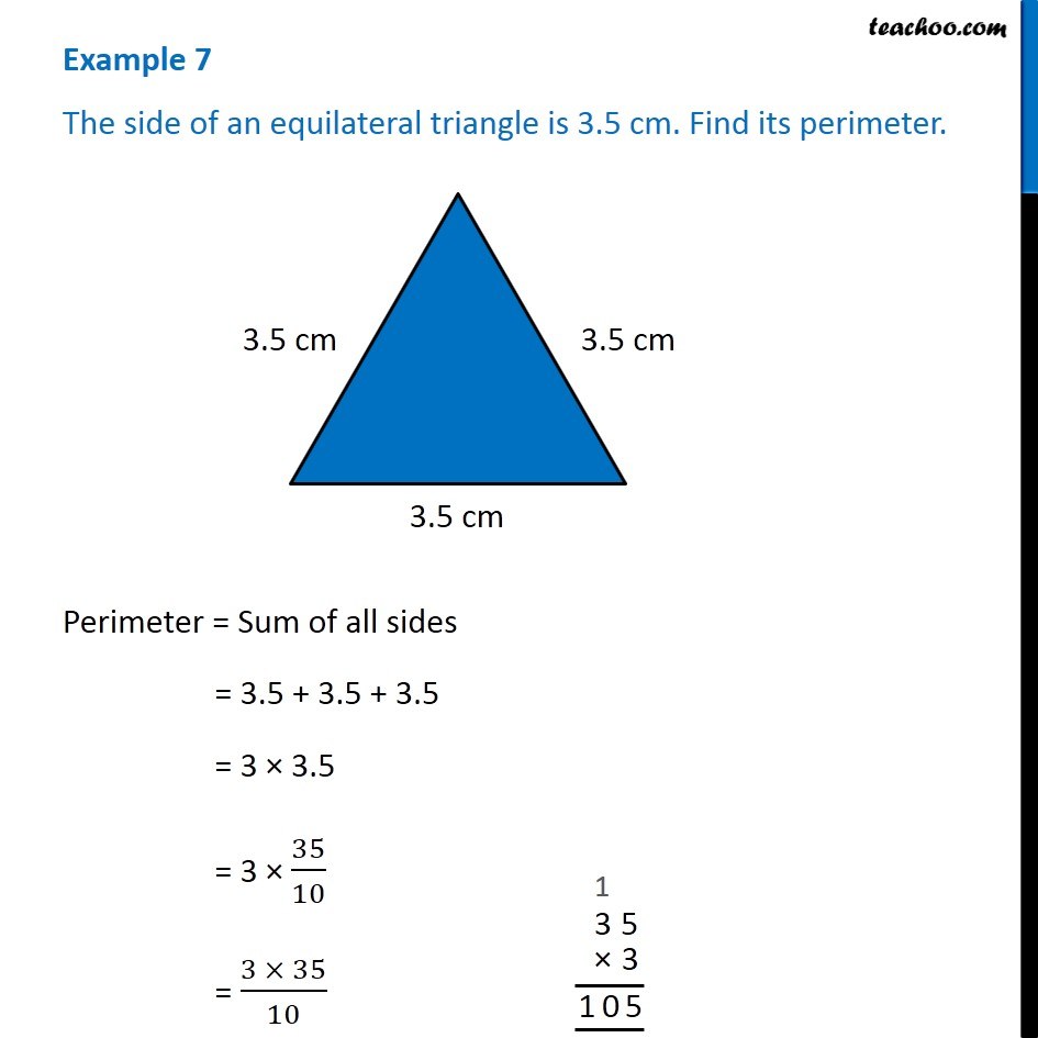 Example 7 - The side of an equilateral triangle is 3.5 cm. Find