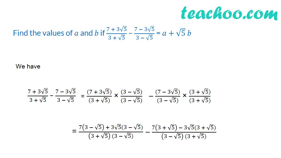 Find The Values Of A And B If 7 3 5 3