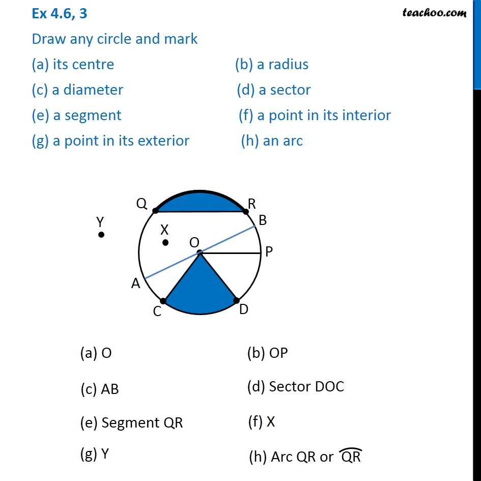 Ex 4.6, 3 - Draw any circle and mark (a) its centre (b) a radius