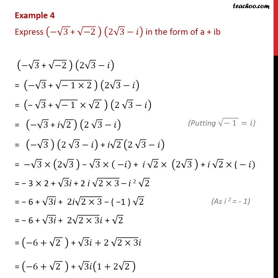 Example 4 - Chapter 5 Class 11 CBSE NCERT - a + ib - Examples