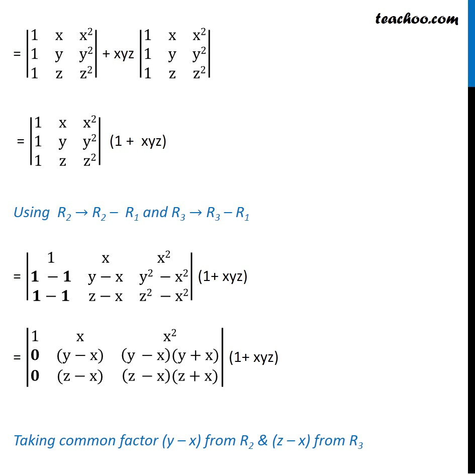 Example 15 If X Y Z Are Different Show 1 Xyz 0 Class 12