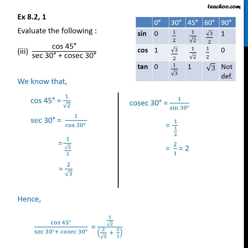 Find The Value Of Sin 30 Cos 60