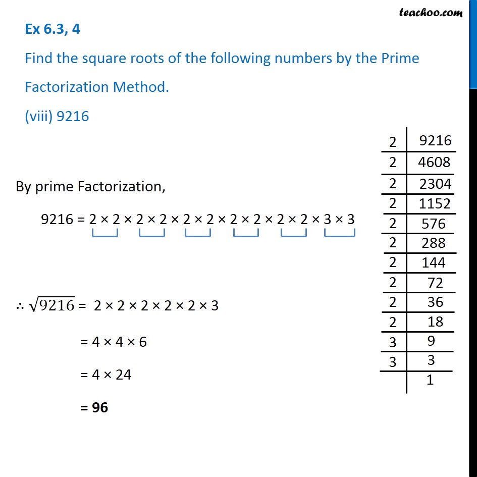 find-square-root-of-9216-by-prime-factorization-method-class-8-maths