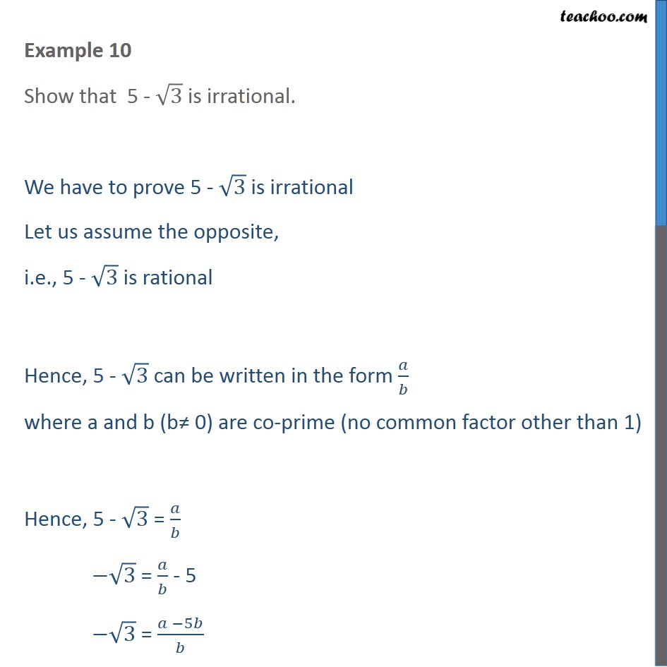 example-10-show-that-5-root-3-is-irrational-chapter-1